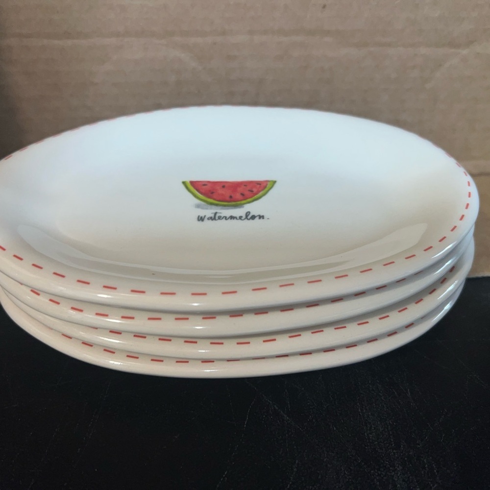 Rae Dunn set of 4 Watermelon Oval Plates